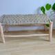 Lemon tree wood bench and braided palm leaf