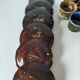 Tasses et soucoupes Morvan en céramique émaillée polychrome