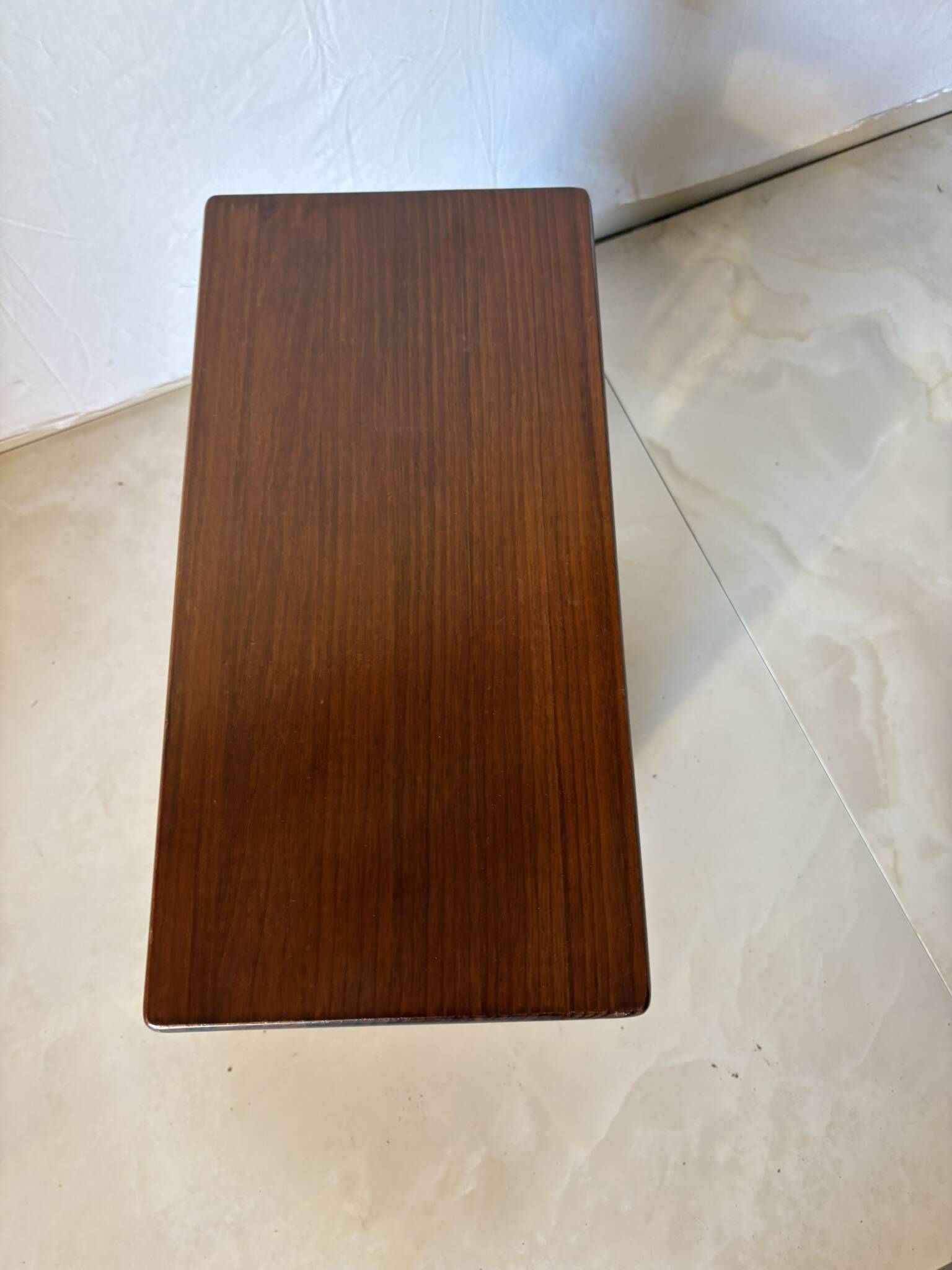 Side table, vintage turned wood magazine rack
