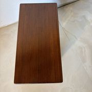 Side table, vintage turned wood magazine rack