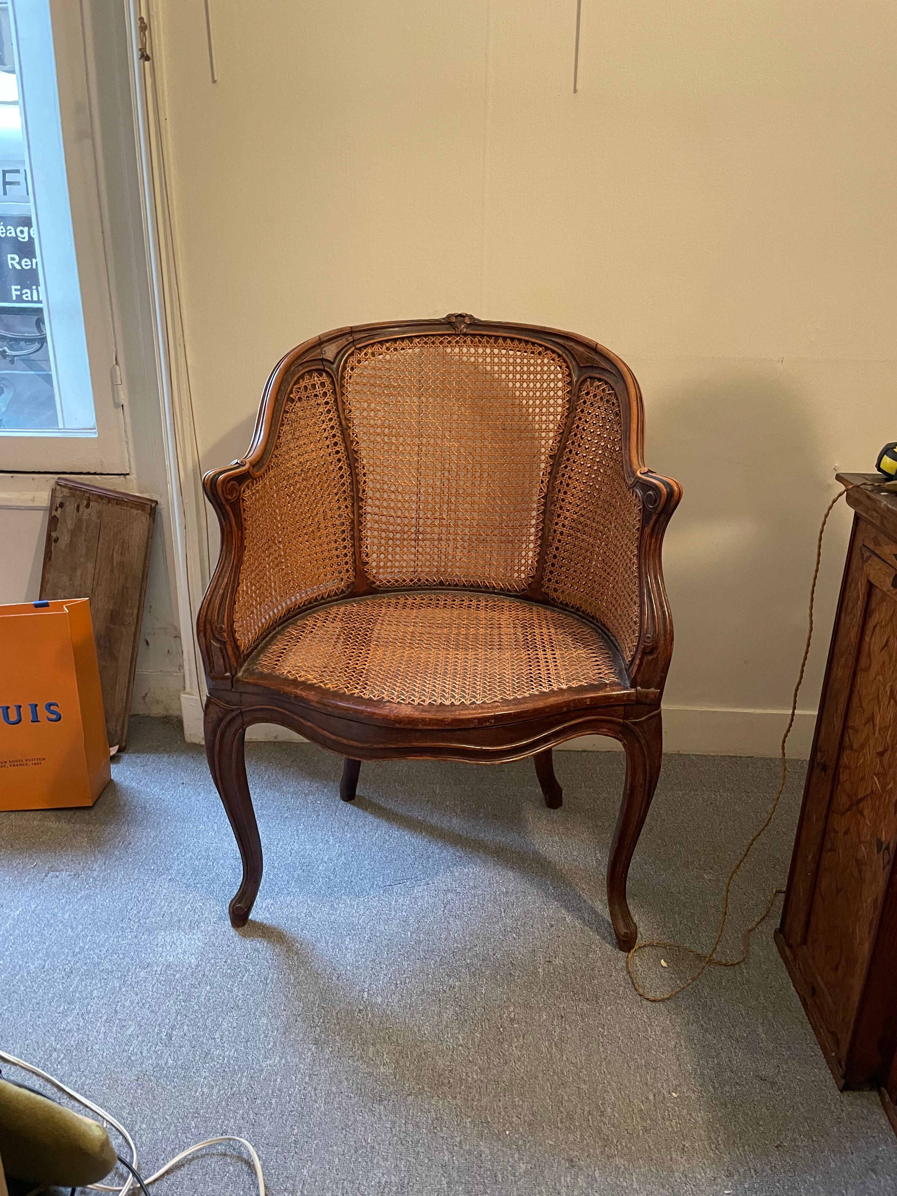Office chair Louis XV canné 19e