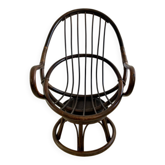 Vintage seventies rotan egg draaistoel in heel goede staat