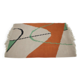 Geometric Kilim Rug with Small Box Design in the Style of Antonin Kybal, 1950s