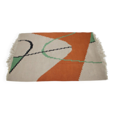 Tapis kilim géométrique avec un petit motif de boîte dans le style d'Antonin Kybal, années 1950.