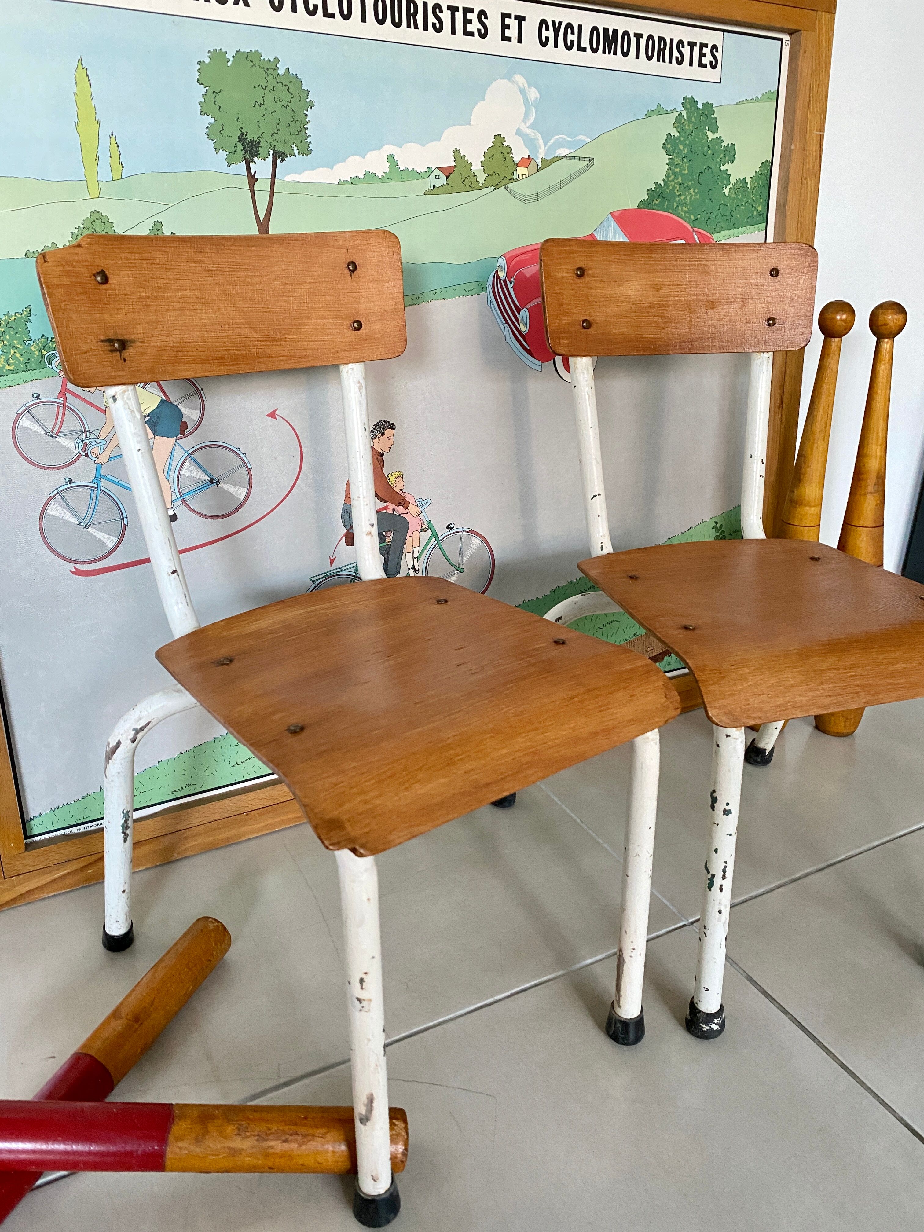 Pair of vintage school chairs