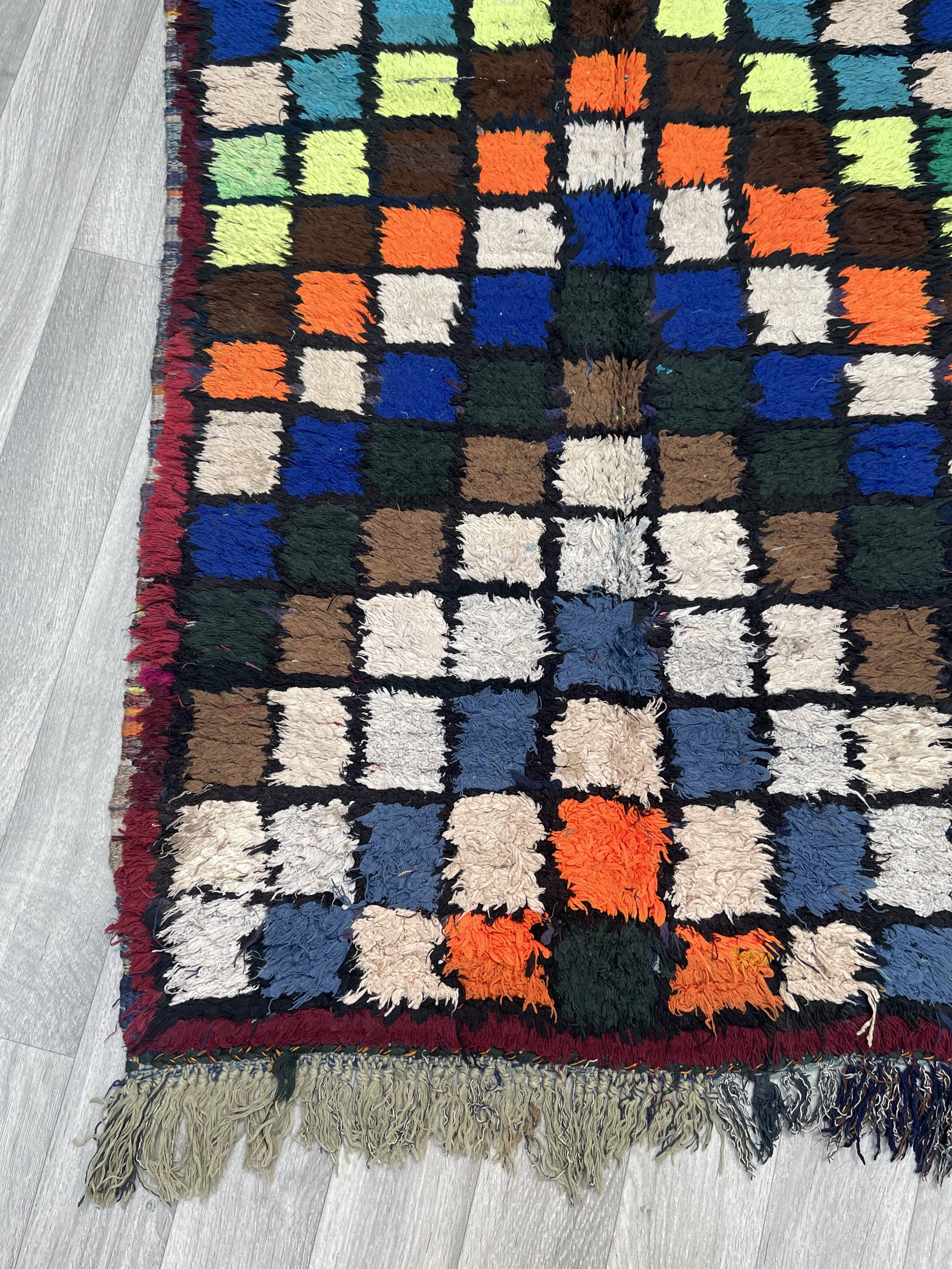 Unique Moroccan Rug-Vintage Art Deco Rug-The Rarest Moroccan Rug-Home Decor