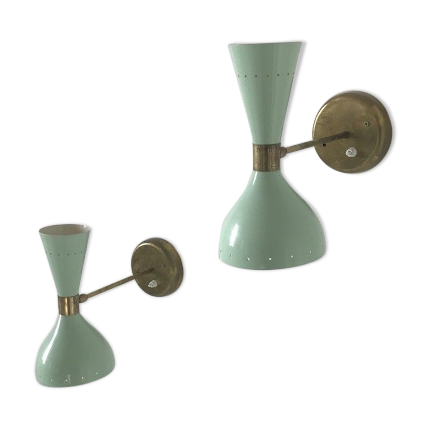 Pair Italian style years 50's Sconce Sage Green