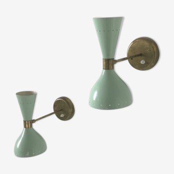 Pair Italian style years 50's Sconce Sage Green