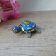 Miniature turtle box in blue cloisonné enamel, turtle jewelry box
