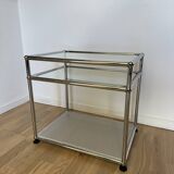 USM Haller Glass and Light Grey 2/2 Side Table