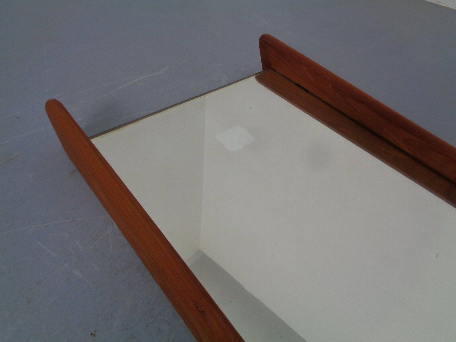 Large teak mirror by Uno & Östen Kristiansson for Luxus, Sweden, 1960s.