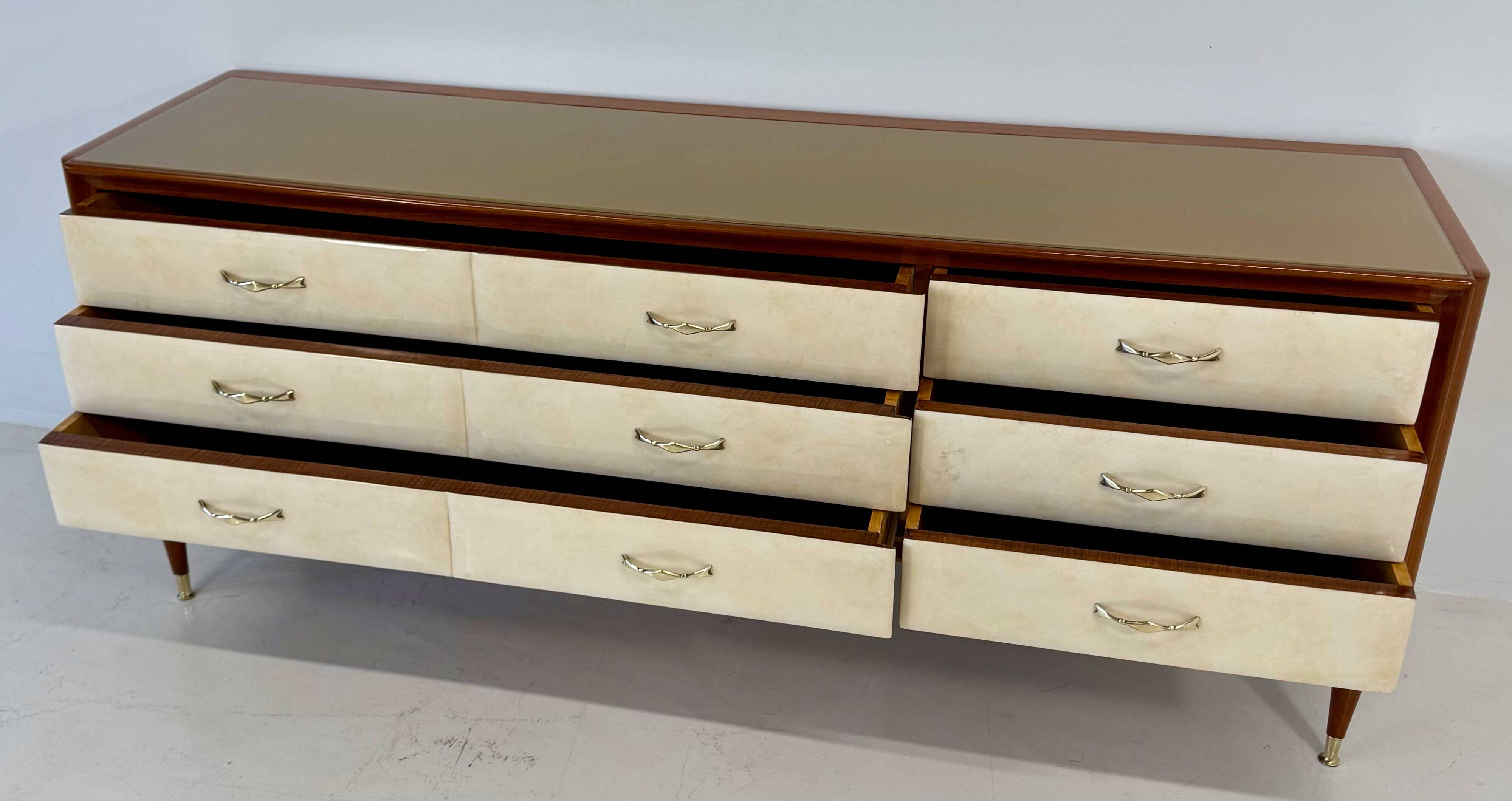 1950s Italian Chest of Drawers in Parchment, Attributed to Paolo Buffa