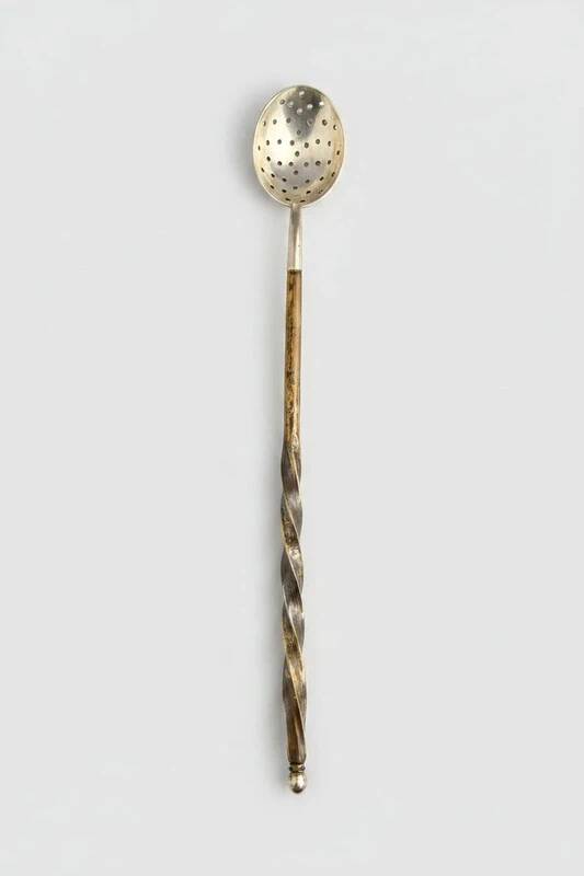 Olive or ice spoon, silver-plated and rosewood