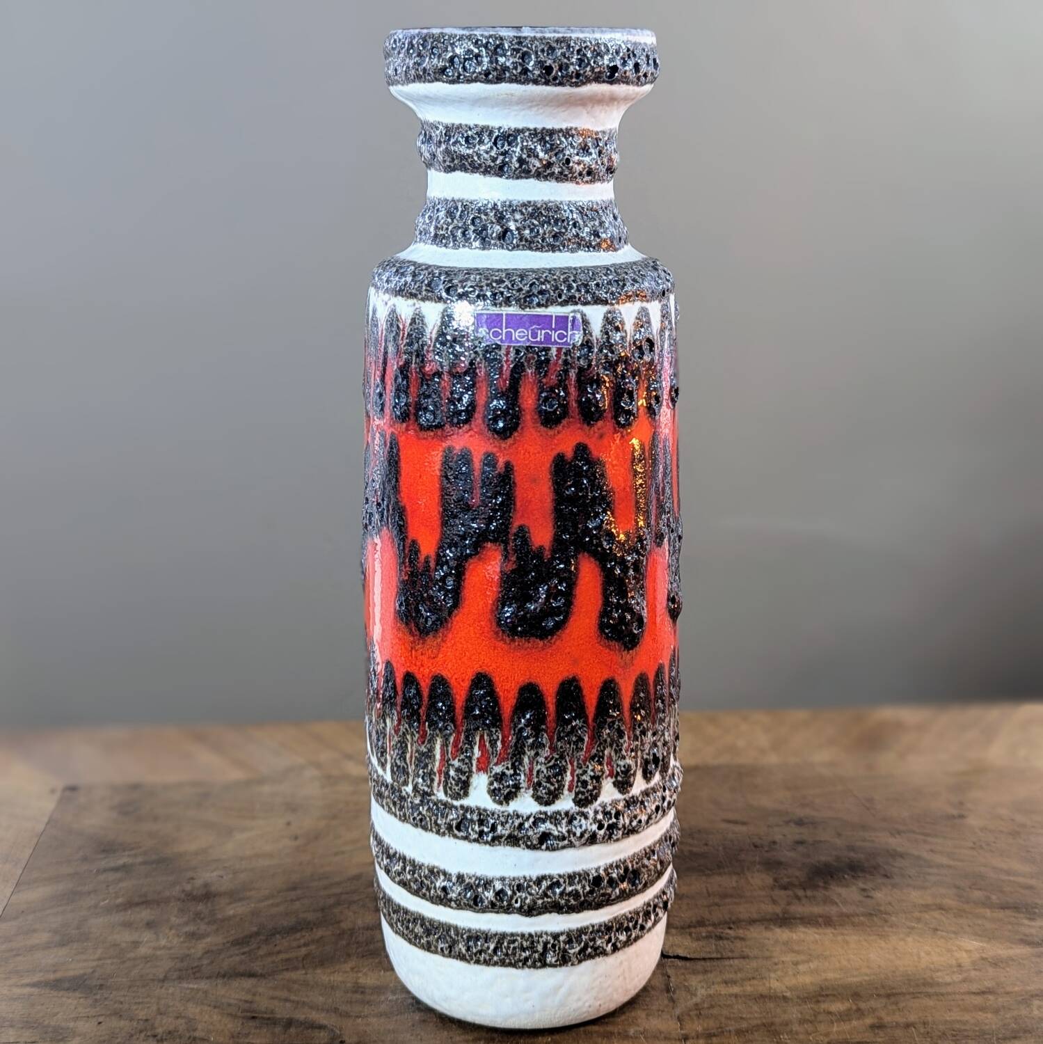 Scheurich West Germany 200-28 Fat Lava Vase, Vintage Red Ceramic