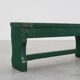 Rustic primitive green farmhouse bench in solid oak, France ca. 1900