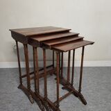 Pyroengraved wooden trundle tables