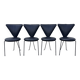 Set of 4 Lübke chairs in black leather, premium version – Germany, 1960