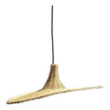 Small suspension, rattan luminaire in hat shape D:60cm