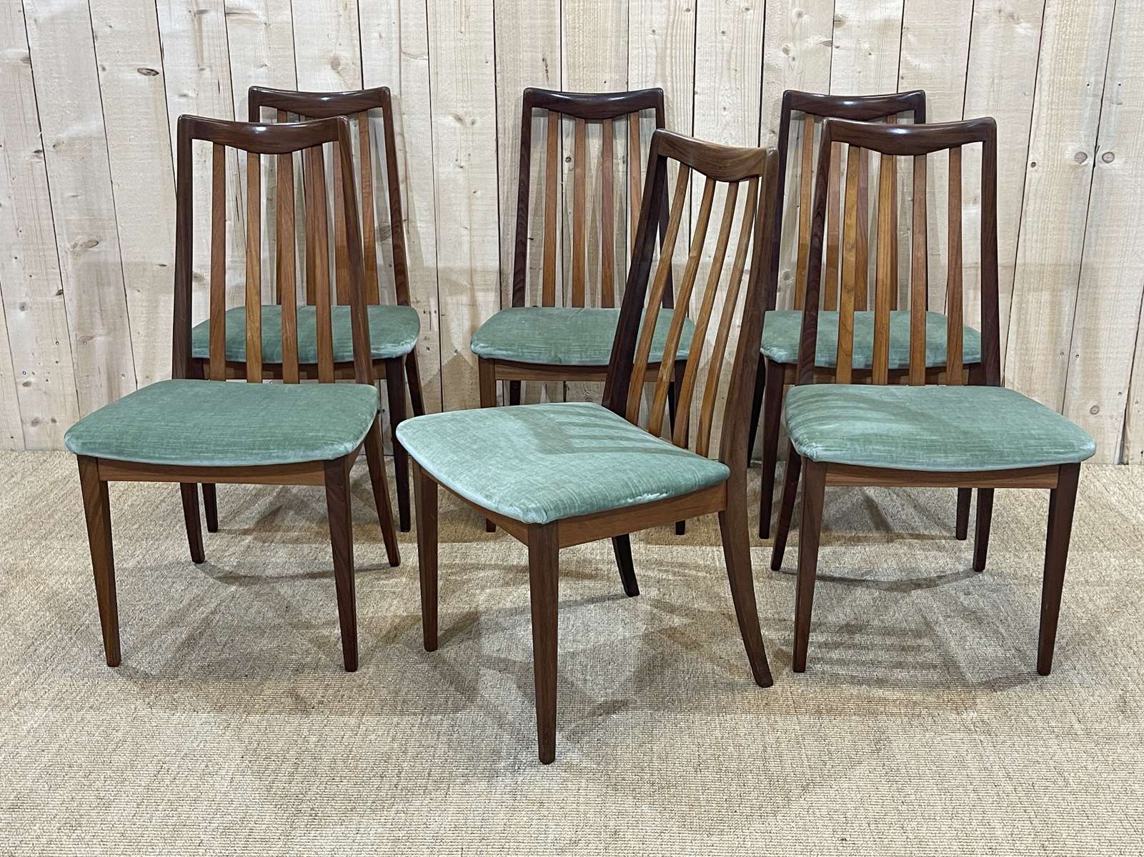 Suite of 6 chairs of the brand GPlan of the 70s in teak
