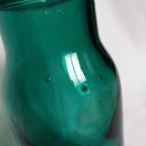 Flacon, bocal en verre moulé vert émeraude