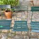 Salon de jardin, table et 4 chaises pliantes en métal vert