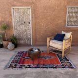 Moroccan carpet boucherouite colored - 139 x 207 cm