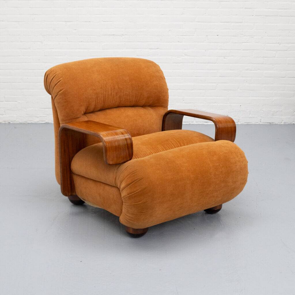 Italian Armchair Chenille 1970s