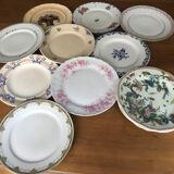 Set of 11 flat plates mismatched