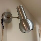 brushed metal wall light 1970