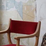 Henning Kjærnulf, Oak and velvet armchair, Model "Kurul", Mid-century, 1960s