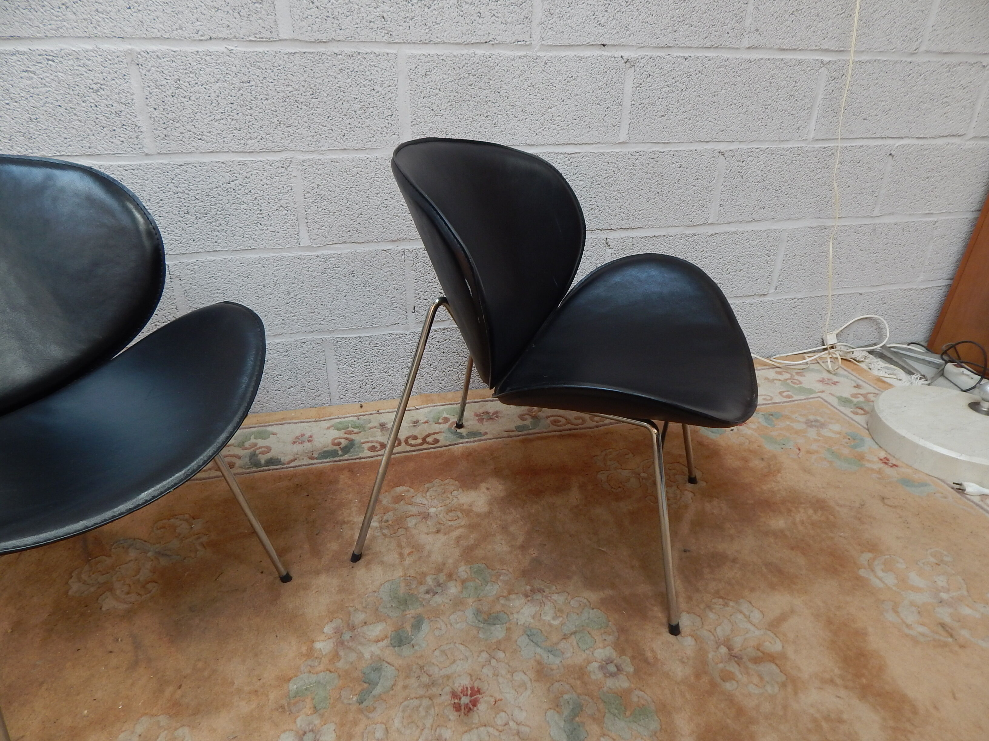 Pair armchair leather years 80