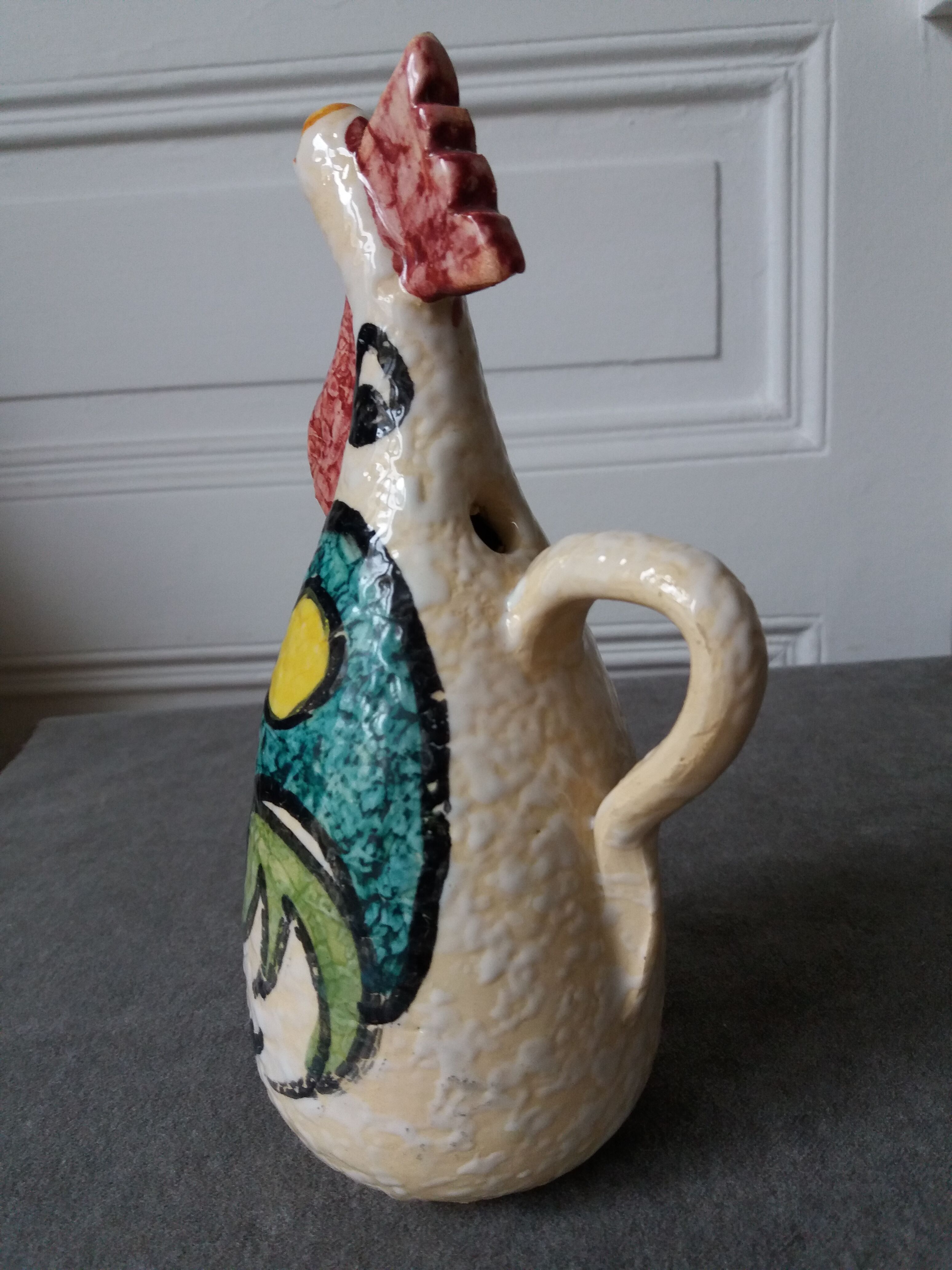 Zoomorphic modernist pitcher in the shape of a rooster