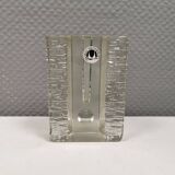 Pukeberg Walther Glass rectangular “solifleur” glass vase with one stem.