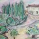 Pastel à l'huile, carnet d'un voyageur en Toscane 02, 31 x 24 cm