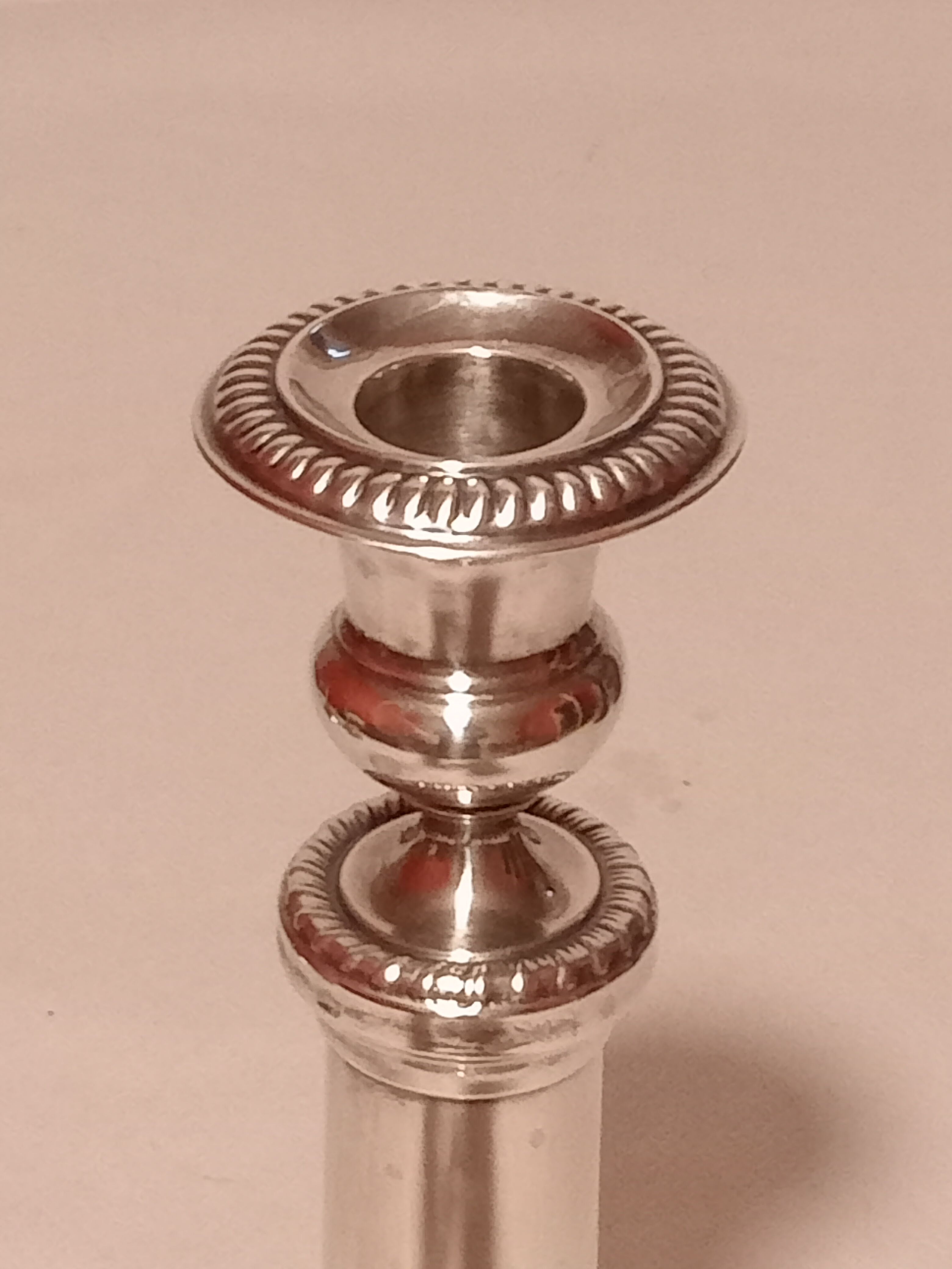 Directoire style candle holder in silver metal