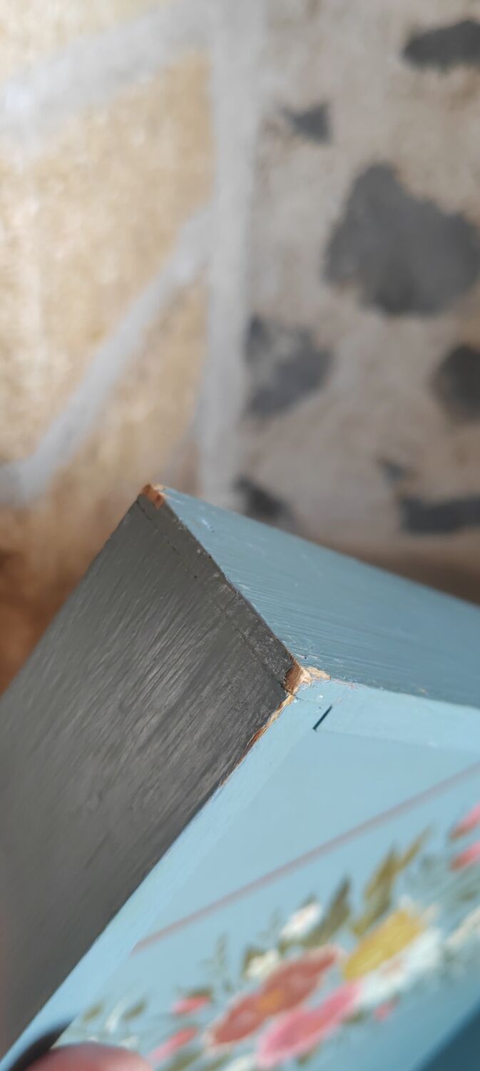 Hand-painted blue wooden tray
