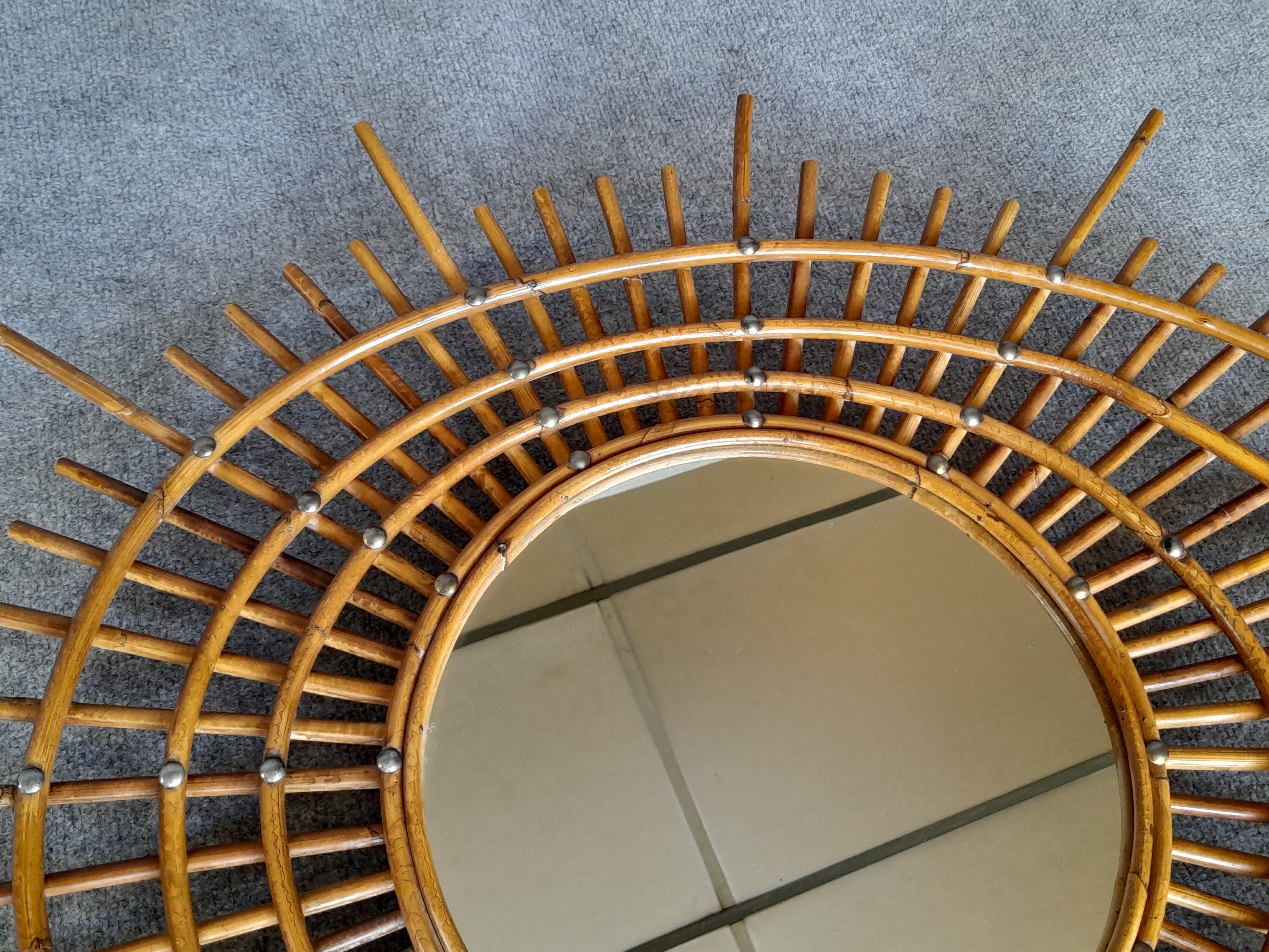 Vintage rattan mirror (known as ORTF)