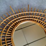 Miroir vintage en rotin ( dit ORTF )