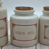 Set of 4 stoneware spice pots with original cork lid