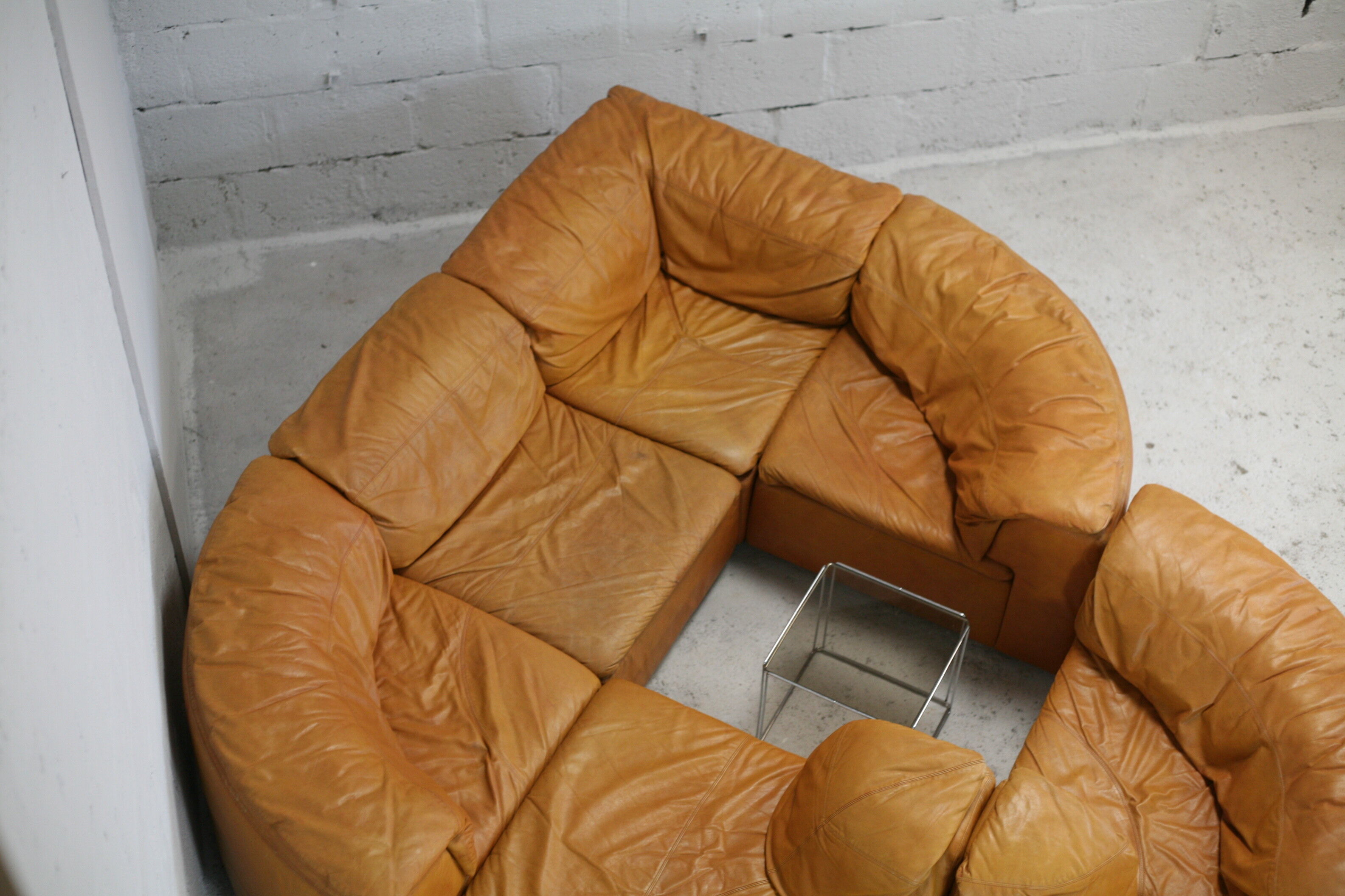Leather modular sofa, 7 elements, 70s