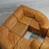 Leather modular sofa, 7 elements, 70s