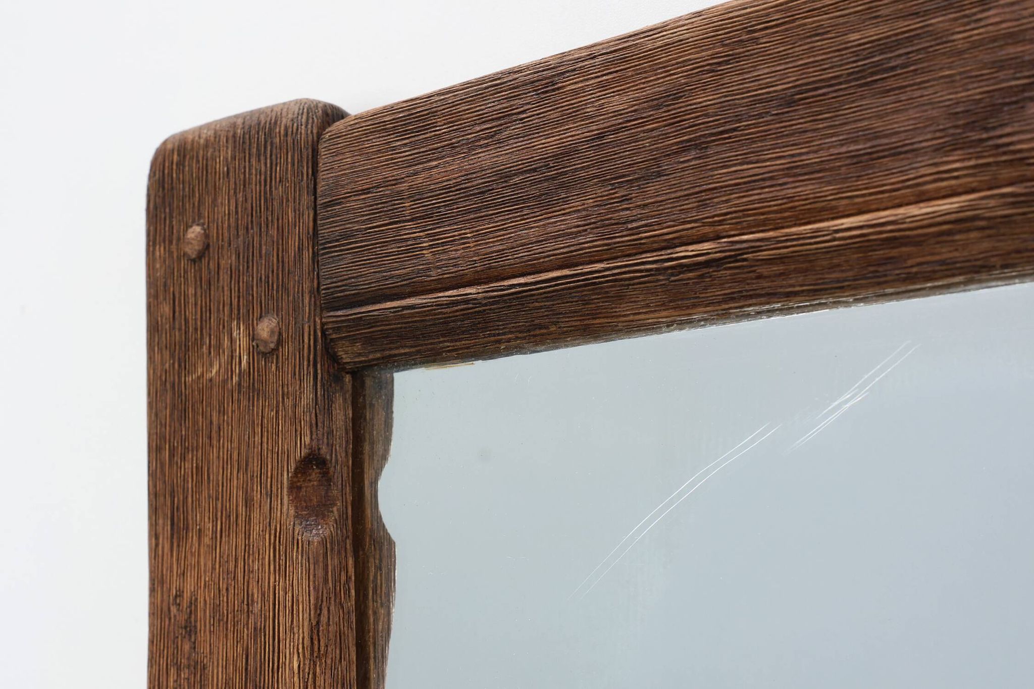 Antique oak rustic wall mirror, France ca. 1820