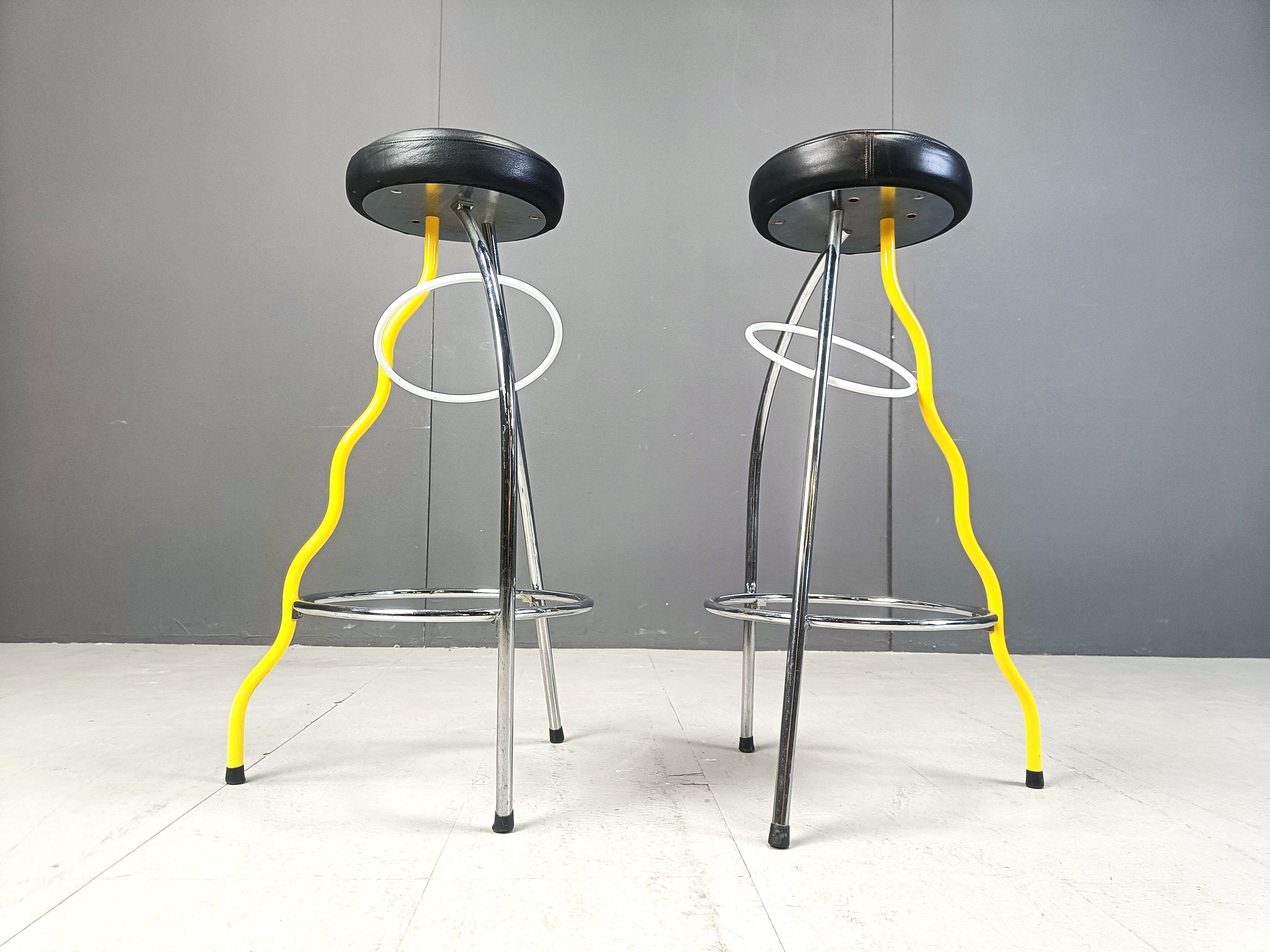 Pair of Duplex stools by Javier Mariscal for BD 1980s Memphis