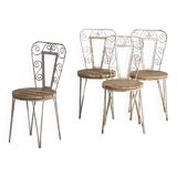 Anciennes chaises d’extérieur blanches (vers 1920). Ensemble de 4 pièces