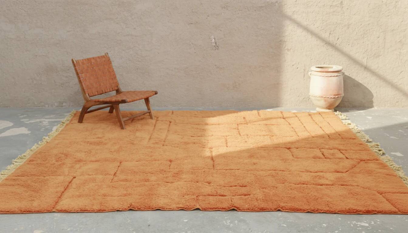 Large Mrirt rug 330×310 cm – Luxury Berber rug in terracotta wool, GO-969