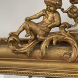 Old mirror louis Philippe gilded gold leaf pediment angels