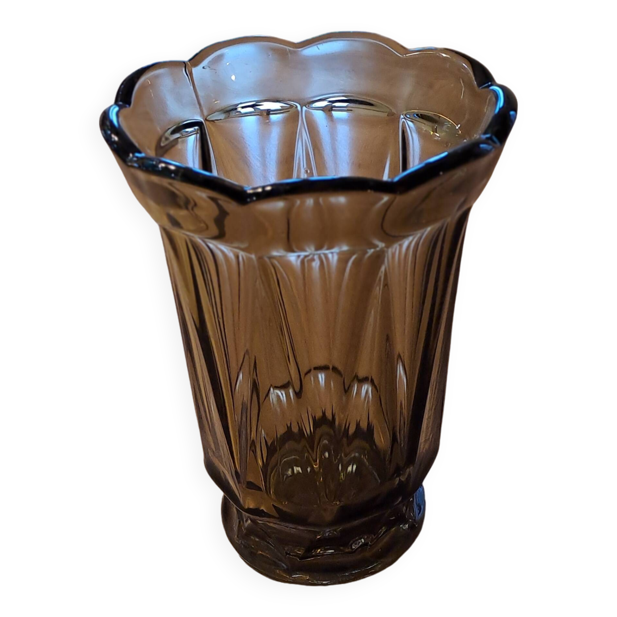 Smoked glass vase from the 70s