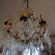 Old chandelier 8 branches bronze and Bohemian crystal late nineteenth