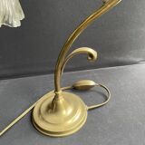 Lampe de table – Laiton doré et verre moulé