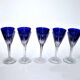 Lot de 5 verres Roemers Nelly en cristal taillé de Saint-Louis couleur bleu cobalt 1930